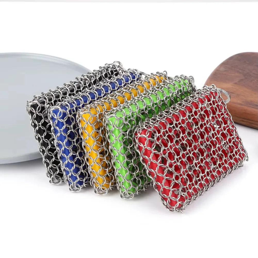 Stainless Steel Chainmail Scrubber for Cast Iron & Cookware Chainmail Scrubber Nixie