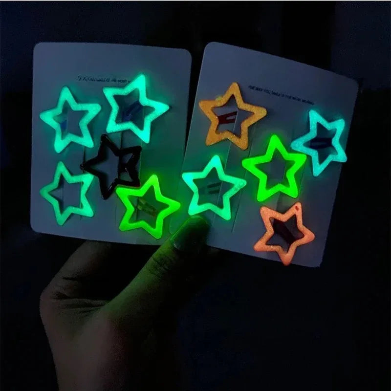 50pcs Glow in the Dark Star & Heart Hair Clips for Girls Girls Hair Clips Nixie
