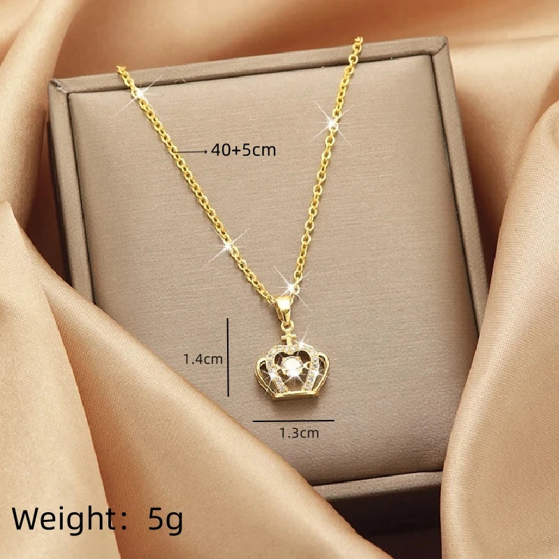 Crown Triangle Copper Pendant Stainless Steel Necklace | Gold Pendant Necklace Nixie