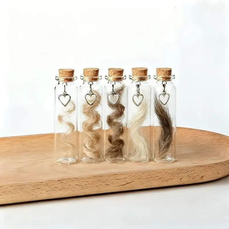 Pet Hair Memorial Glass Bottles with Cork & Heart Charm | Nixie Pet Memorial Bottle Nixie