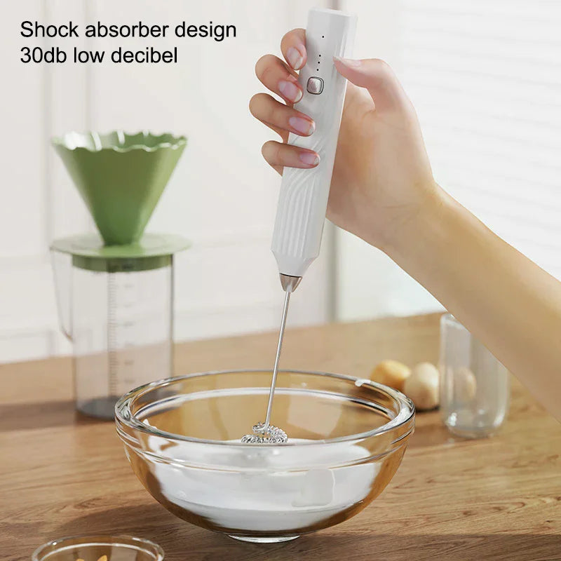 Electric Milk Frother Handheld USB Rechargeable Coffee Whisk