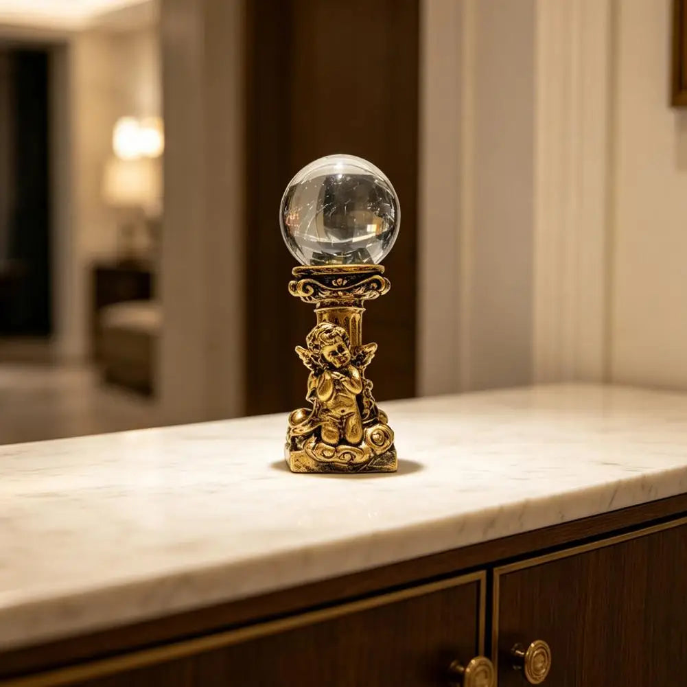 Crystal Ball Stand Resin Ornament – Roman Column Angel Base Decorative Display Stand Nixie