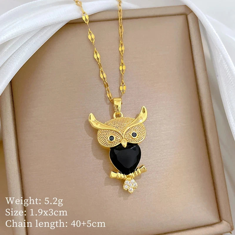 Owl Copper Pendant Necklace – Gold Plated Clavicle Chain Pendant Necklace Nixie