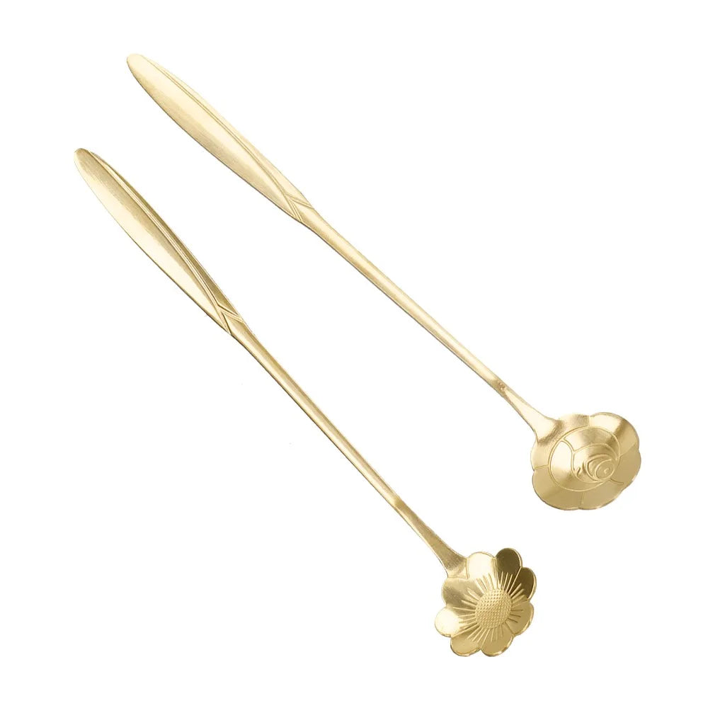 4Pcs Flower Shaped Stainless Steel Stirring Spoons Set Decorative Stirring Spoons Nixie