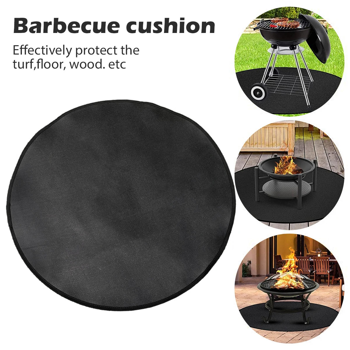 Round Fire Pit Mat – Heat Resistant Fireproof BBQ Deck Protector Fire Pit Mat Nixie