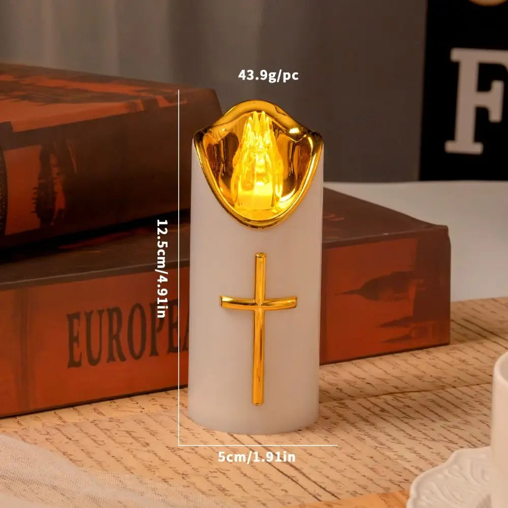 Christian Cross LED Flameless Candle – Prayer & Memorial Light LED Flameless Candle Nixie