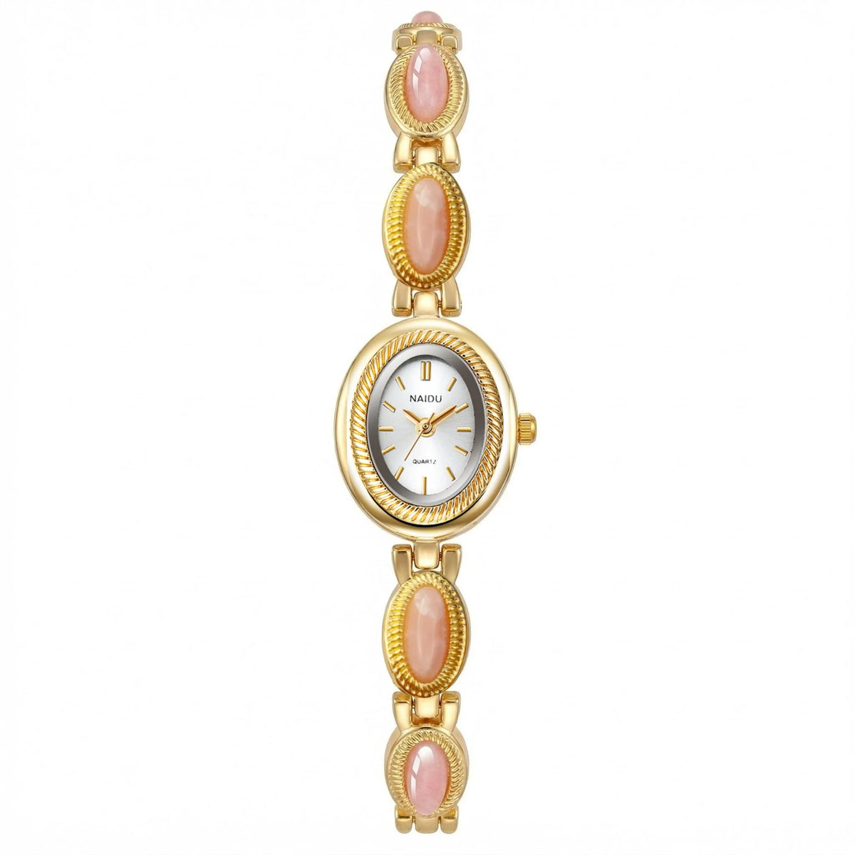 Luxury Women's Green Gemstone Quartz Bracelet Watch | naidu Women's Bracelet Watch Nixie Pink