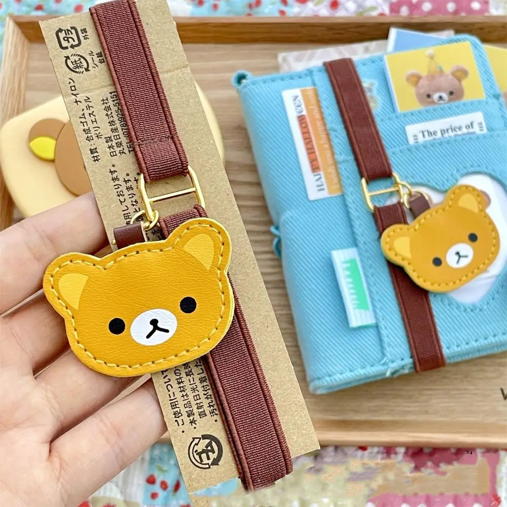 Cartoon Bear Notebook Elastic Strap | Adjustable Loose-Leaf Binder Notebook Elastic Strap Nixie