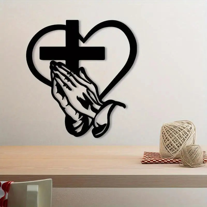 Iron Heart Cross Silhouette Metal Wall Art – Home & Garden Decor Metal Wall Art Nixie