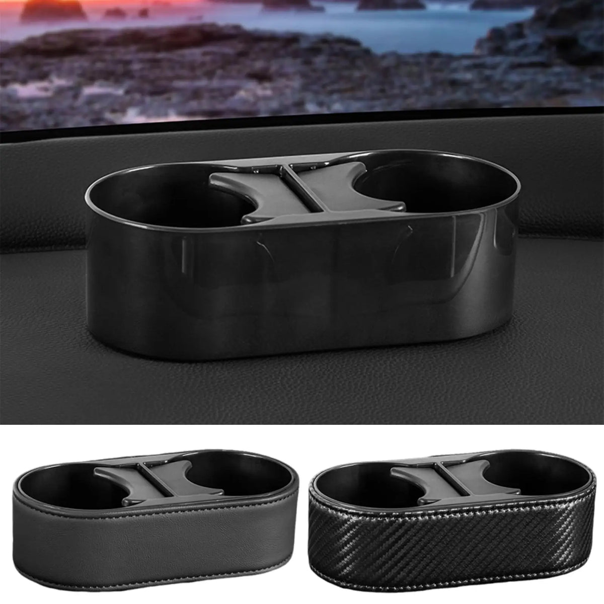 Double Car Cup Holder Adhesive Dashboard Beverage Bracket