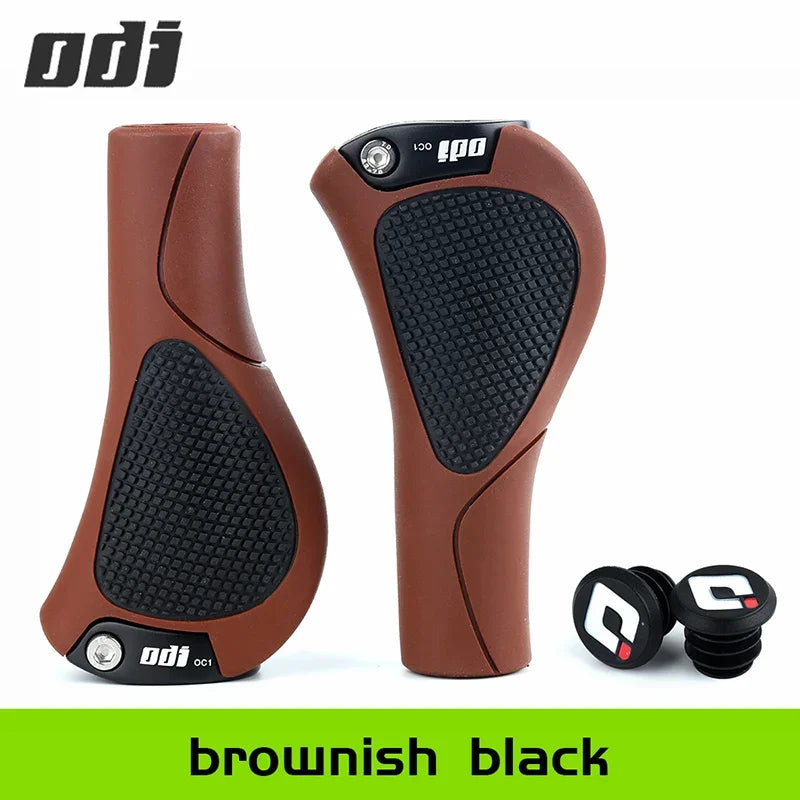 ODI OC1 Ergonomic MTB BMX Bike Handlebar Grips Anti-Slip Rubber Bike Handlebar Grips Nixie Brown Black