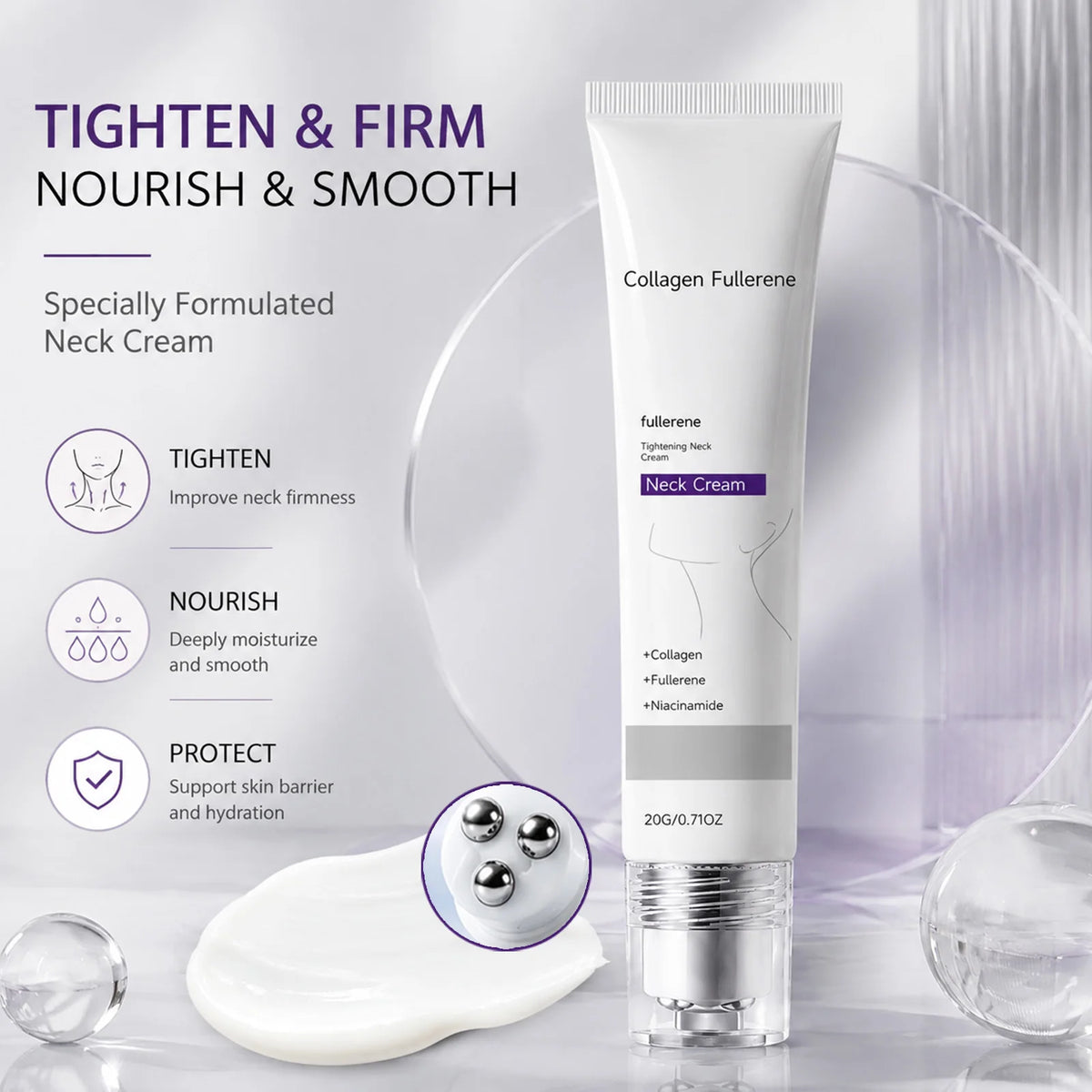 Roller-Ball Neck Cream – Collagen, Fullerene & Niacinamide Neck Cream Nixie