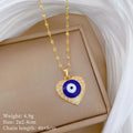 Devil's Eye Copper Pendant Necklace | Gold Stainless Steel Chain Pendant Necklace Nixie XL2606-243