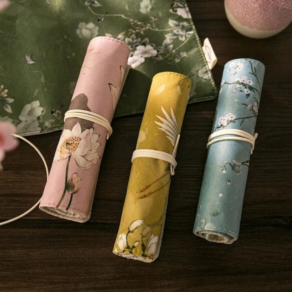 Vintage Roll-Up Pencil Case – Large Capacity Stationery Bag Roll-Up Pencil Case Nixie
