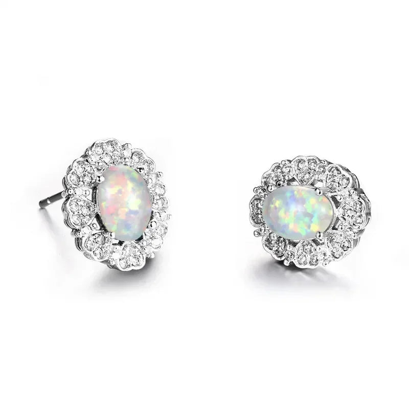 White Simulated Opal Drop Earrings – Classic Zinc Alloy Drop Earrings Nixie