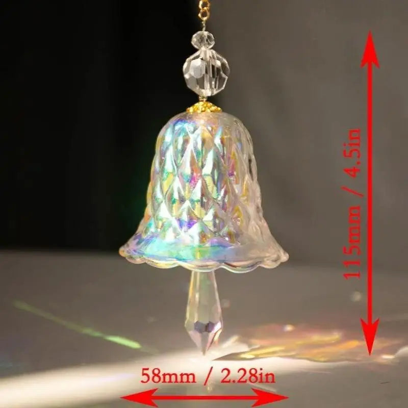 Crystal Glass Bell Wind Chime Prism Suncatcher Boho Decor Wind Chime Suncatcher Nixie