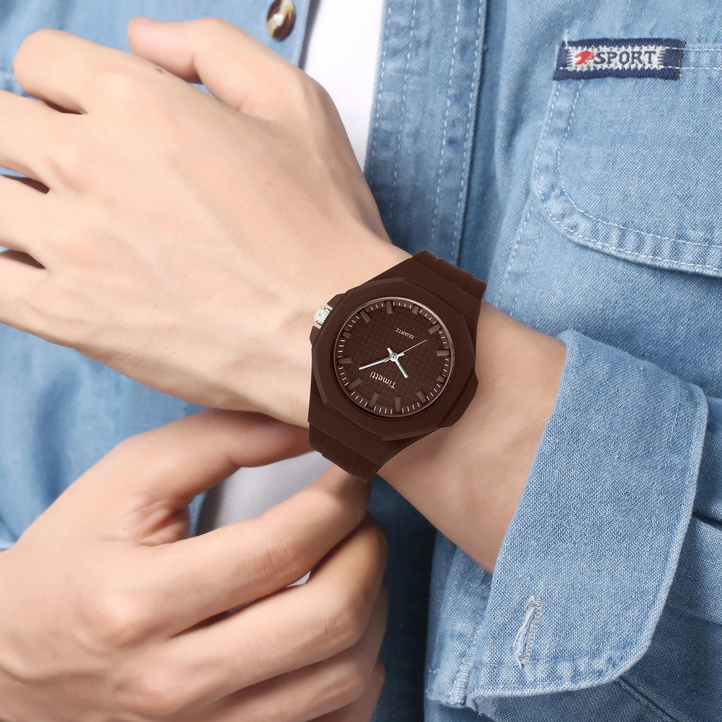 Men's Casual Quartz Watch – Silicone Band, Minimalist Dial Men's Quartz Watch Nixie