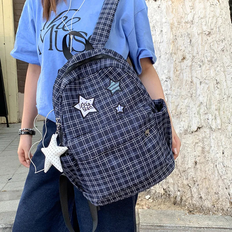 Korean Star Polka Dot Backpack – Large Capacity Nylon Bag Fashion Backpack Nixie Black