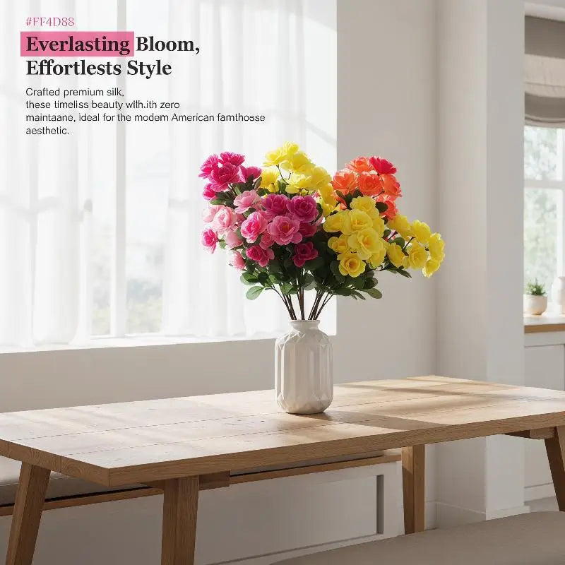 Artificial Azalea Bouquet Fake Silk Flowers – Home & Wedding