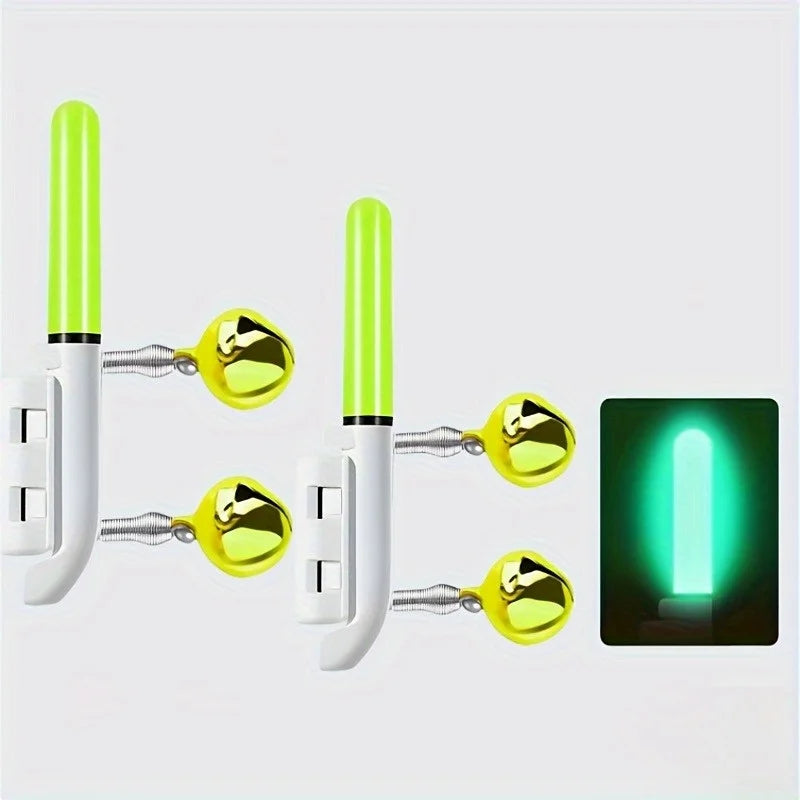Night Fishing Glow Stick Float Light with Bell & CR425 Battery Fishing Float Light Nixie green 2Pcs with CR425 Batt
