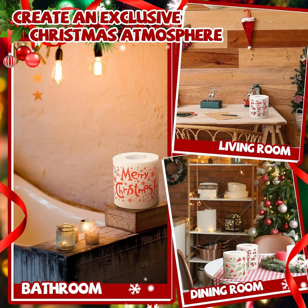 11PCS Santa Claus Toilet Paper Roll Set – Funny Christmas Gag Gift Novelty Toilet Paper Nixie