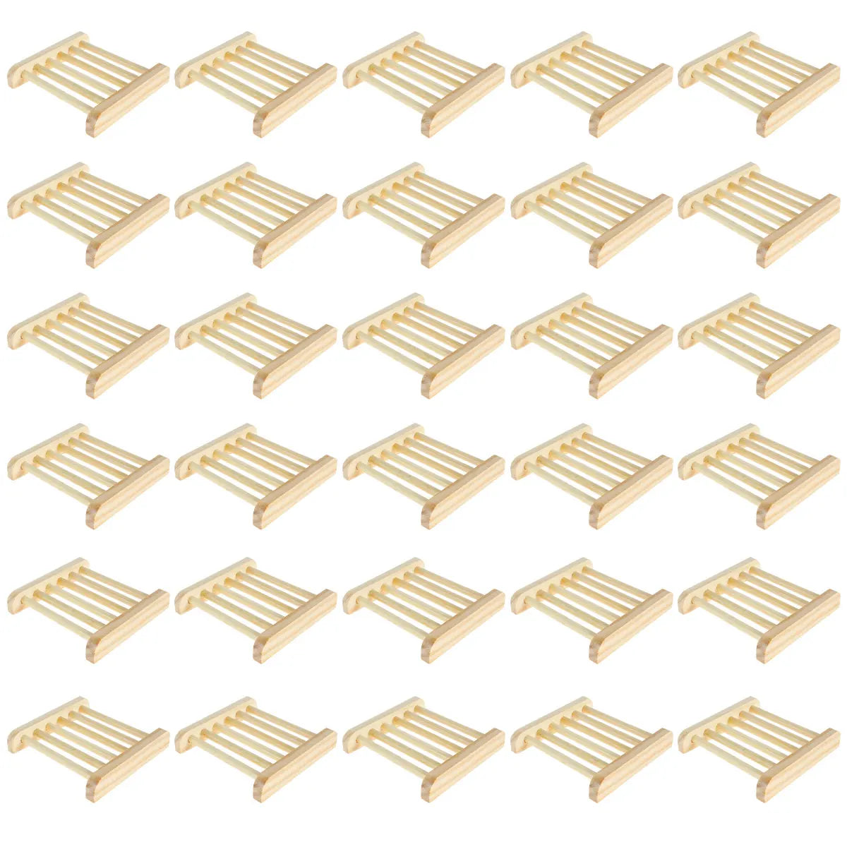 Natural Bamboo Soap Dish Set | Self-Draining Wooden Soap Holder Wooden Soap Dish Nixie 30Pcs