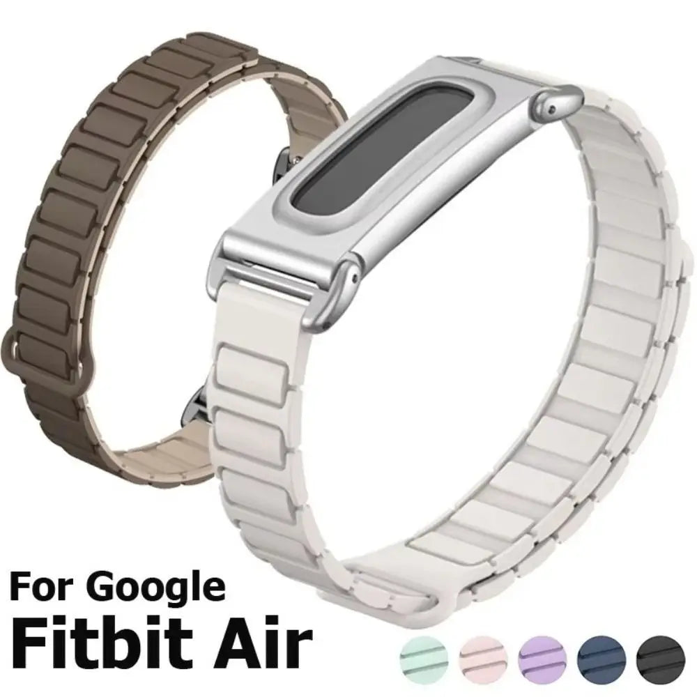 Magnetic Silicone Watch Band with Metal Case for Fitbit Smartwatch Band Nixie