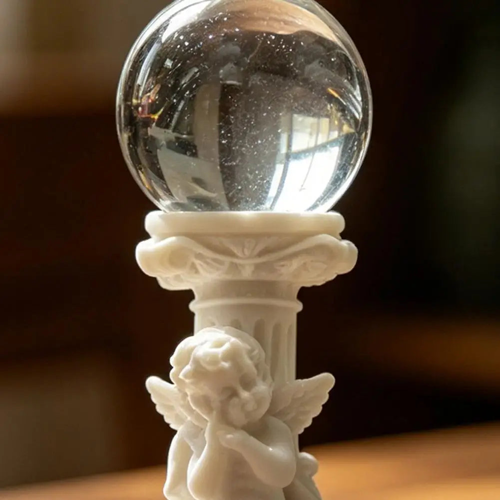 Crystal Ball Stand Resin Ornament – Roman Column Angel Base Decorative Display Stand Nixie