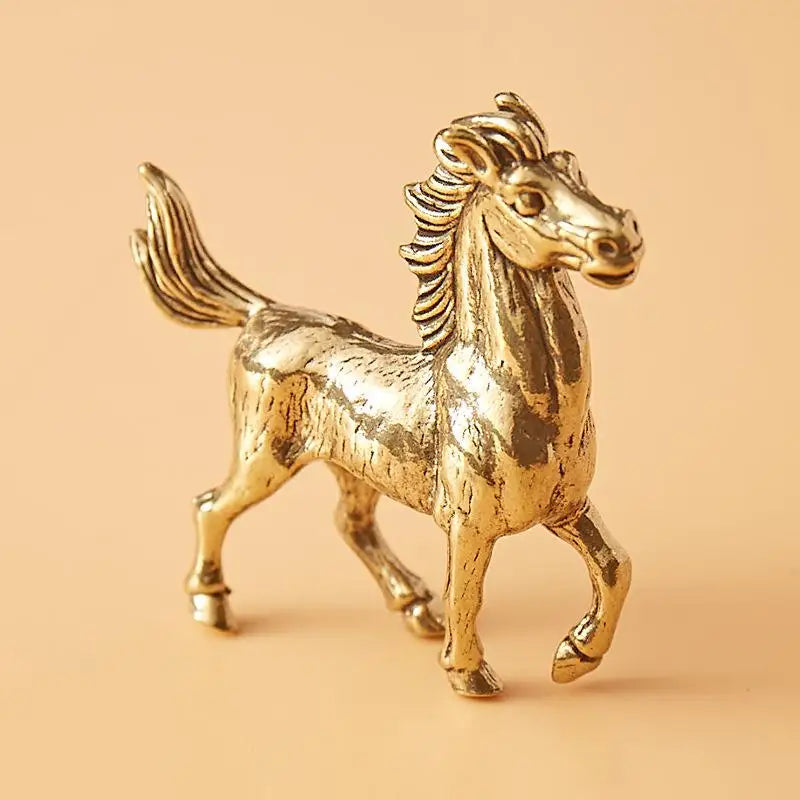 Brass Horse Figurine Miniature Copper Sculpture Desktop Décor