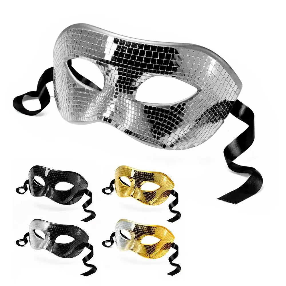 Silver Mirror Masquerade Mask – Glitter Ball Party Eye Mask Masquerade Eye Mask Nixie