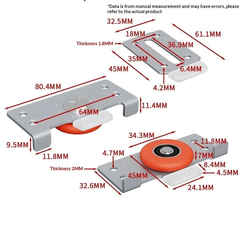 Adjustable Sliding Door Bearing Pulley Set – Steel & Nylon Sliding Door Pulley Nixie Orange
