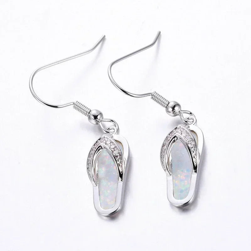 White Simulated Opal Stud Earrings – Lead & Nickel Free Stud Earrings Nixie