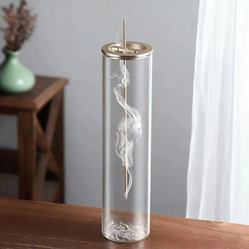 Cylindrical Glass Incense Stick Holder – Minimalist Zen Style Incense Holder Nixie