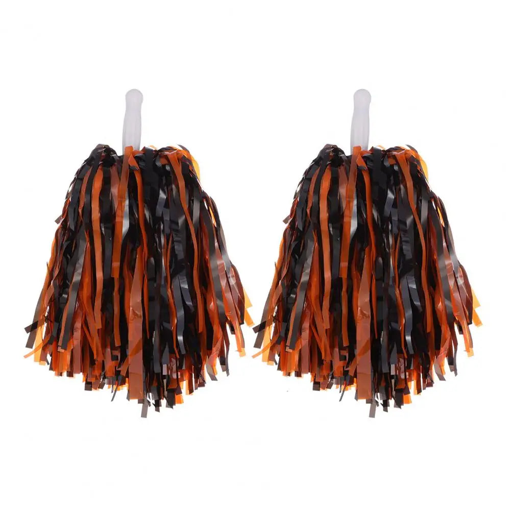 2Pcs Metallic Foil Cheerleading Pom Poms for Sports & Parties Cheerleading Pom Poms Nixie Orange Black