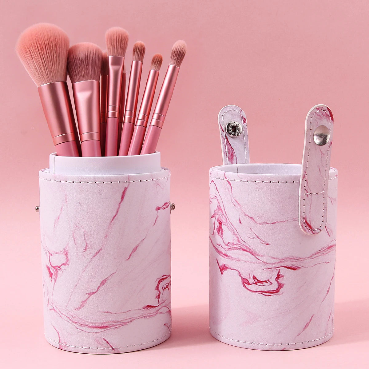 PU Leather Makeup Brush Holder Waterproof Travel Cylinder Bag