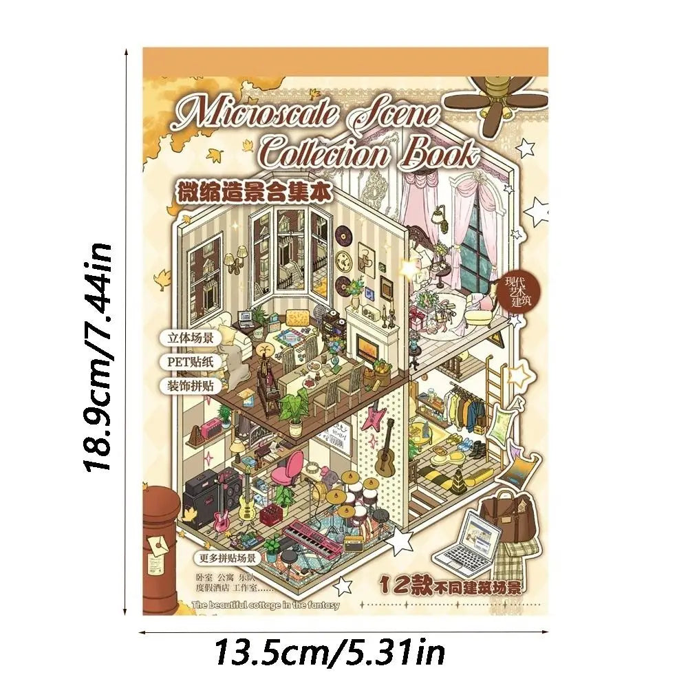 3D Landscape Sticker Book – 12 Miniature Scene DIY Cards