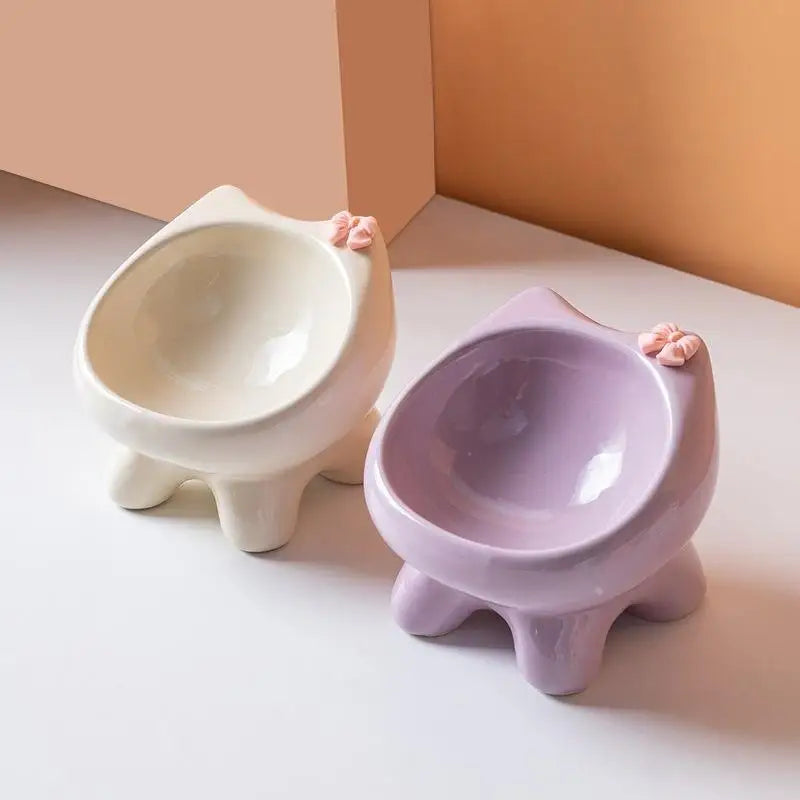 15° Tilted Ceramic Cat Bowl | Elevated Whisker-Friendly Pet Bowl Ceramic Cat Bowl Nixie