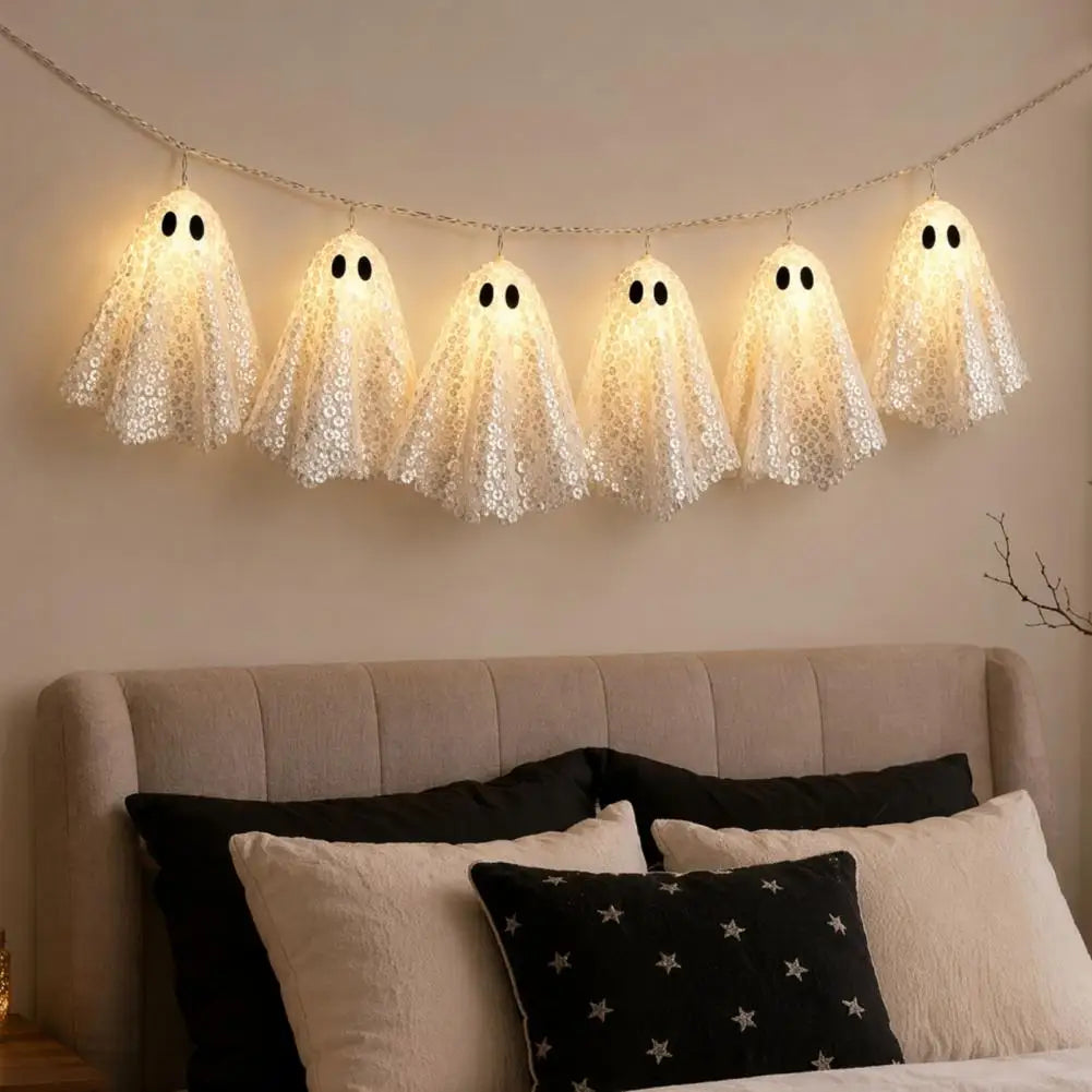 Halloween Glowing Ghost Hanging Ornament – Spooky Light-Up Decor