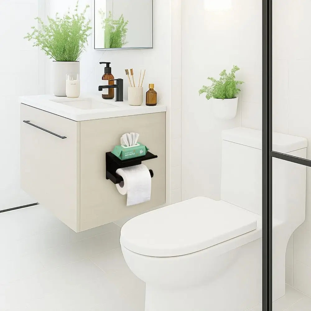 Stainless Steel Toilet Paper Holder with Shelf – Wall Mount Toilet Paper Holder Nixie