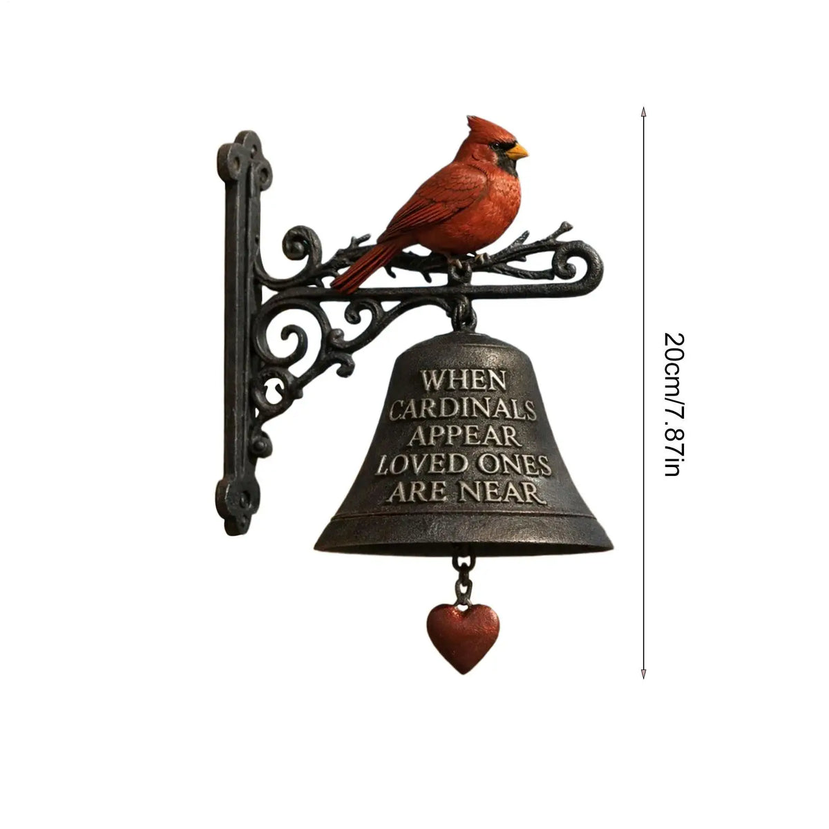 Cardinal Red Bird Wall Mounted Dinner Bell | Rustic Porch Decor Decorative Dinner Bell Nixie