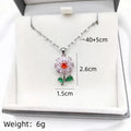 Copper Flower Pendant Necklace | Rhinestone Collarbone Chain Pendant Necklace Nixie XL1470-57
