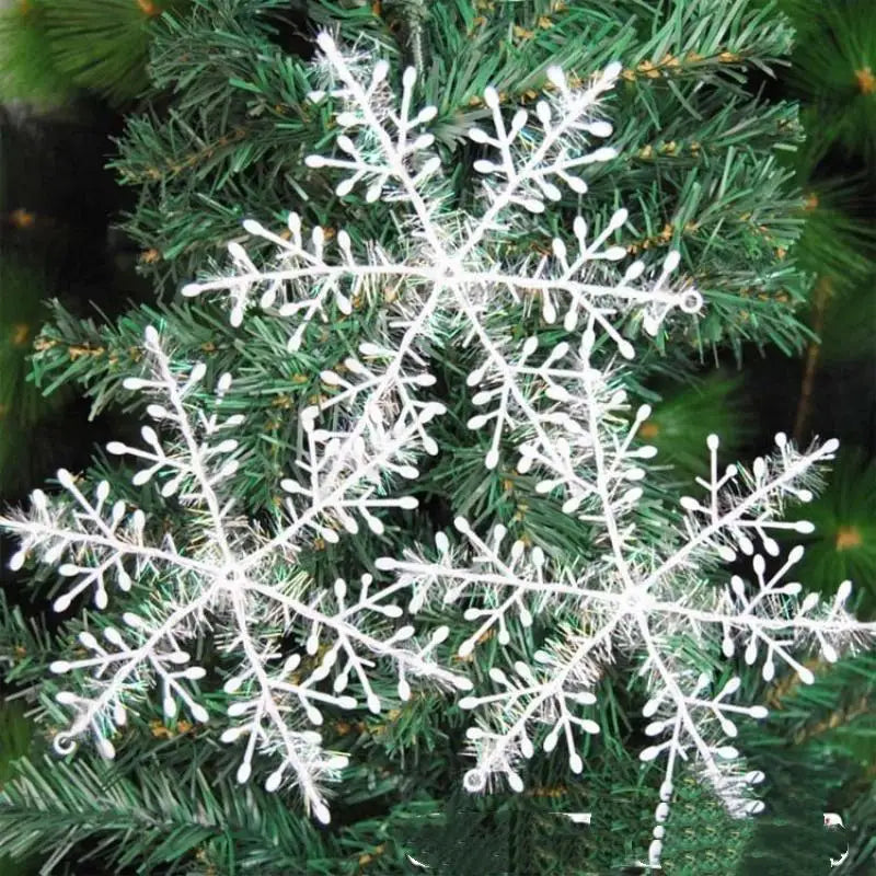 White Glitter Snowflake Ornaments – Christmas Tree & Party Decor Christmas Ornaments Nixie