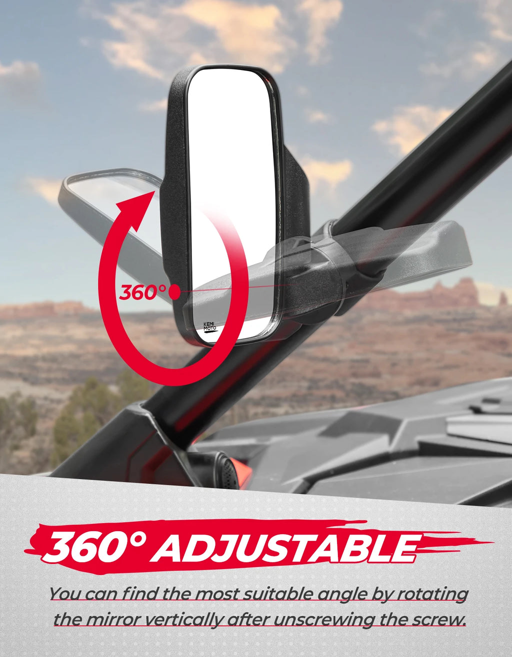 UTV Side Mirrors Clamp-On 1.75"–2" Roll Cage | Polaris RZR Can-Am UTV Side Mirrors Nixie