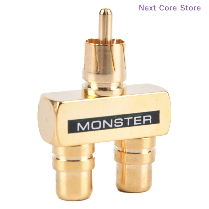 24K Gold Plated RCA Splitter 1 Male to 2 Female Audio Adapter RCA Audio Adapter Nixie