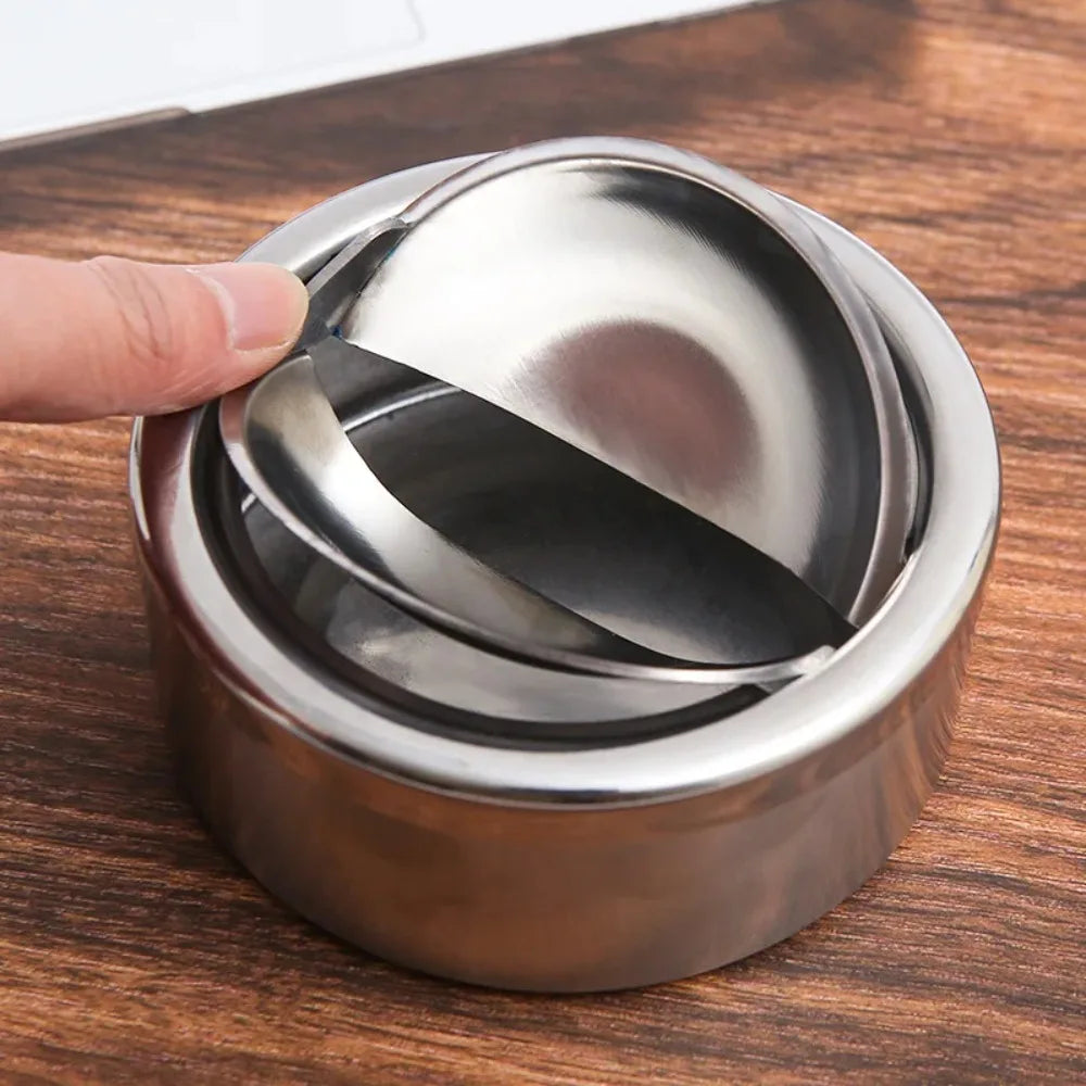 Windproof Ashtray with Lid – Stainless Steel Portable Home Ashtray