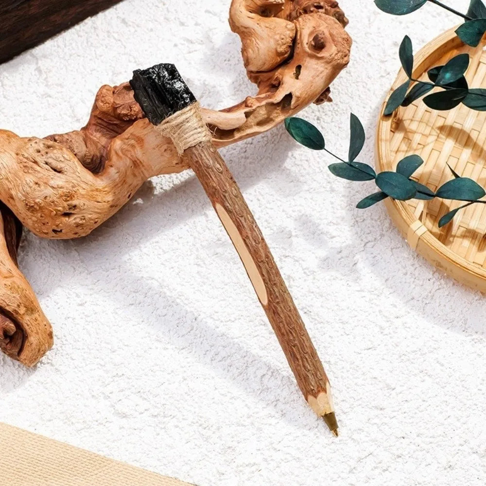 Handmade Natural Crystal Ballpoint Pen – Wooden Wand Writing Pen Crystal Wand Pen Nixie 9