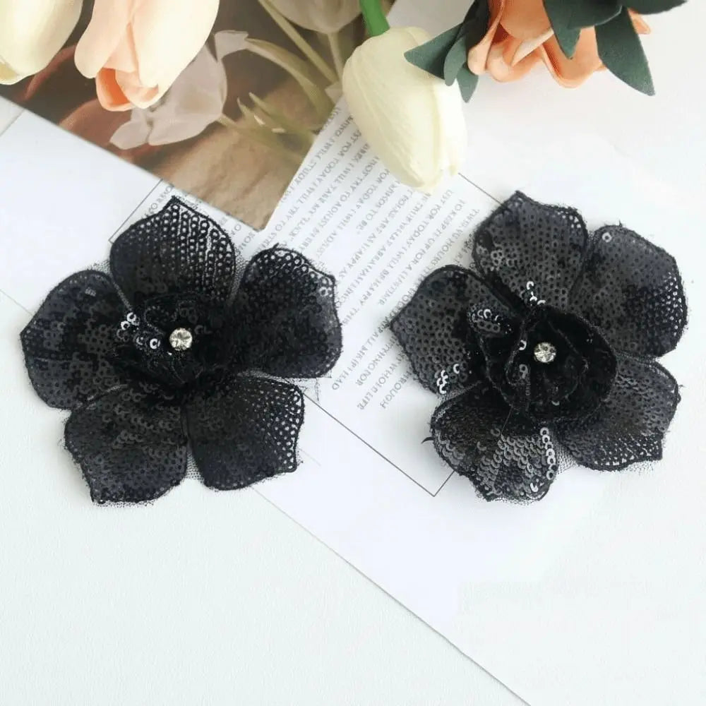 3D Sequin Beaded Lace Patches – Bridal Flower & Leaves Design Lace Applique Patch Nixie