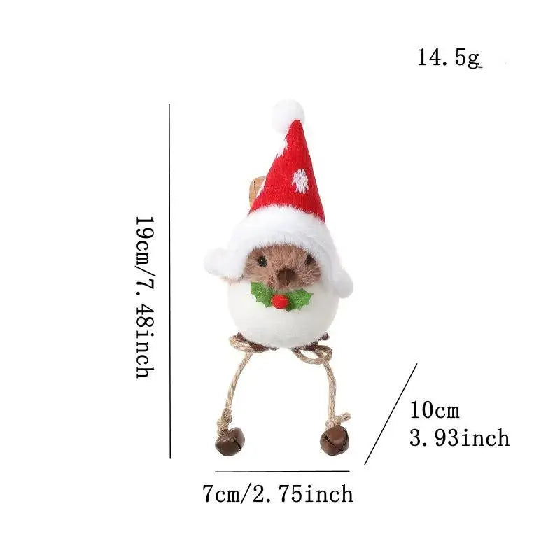Christmas Plush Bird Ornaments – Santa Outfit & Jingle Bells Christmas Tree Ornament Nixie A1