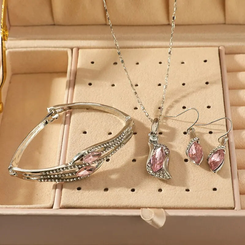 4-Piece Gold-Plated Necklace Bracelet & Earrings Jewelry Set Fashion Jewelry Set Nixie