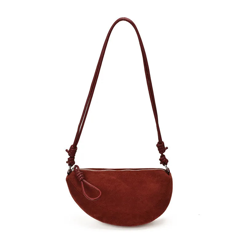 Retro Faux Suede Underarm Crossbody Hobo Bag for Women Crossbody Hobo Bag Nixie Red